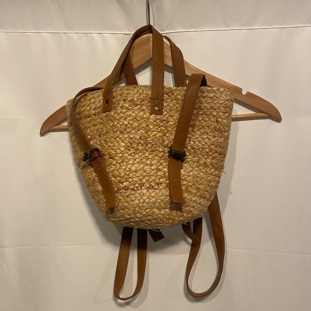 XIX Palms Shorebreak Cooler Bag Purse Convertible Backpack Tan Rattan Straw Jute